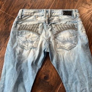 Men’s Robins Jeans size 34 sky blue studs boot cut